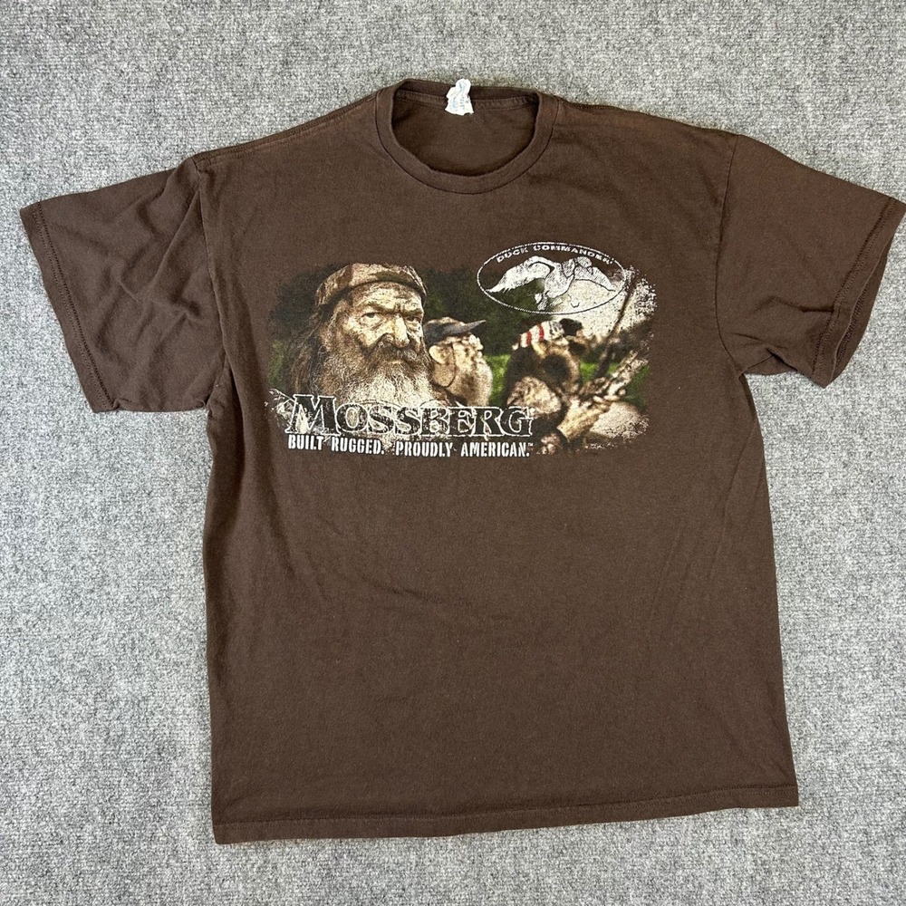 Mossberg Duck Commander T Shirt Mens Large Brown Duck Dynasty Graphic Tee Delta